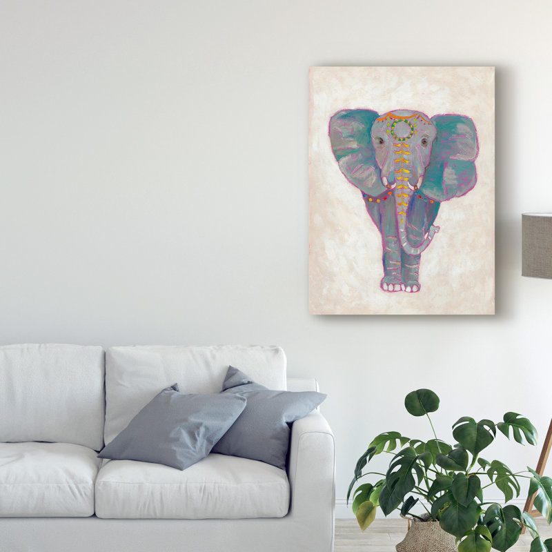 «Festival Elephant I» par Chariklia Zarris, reproduction d'art graphique sur toile, H 47 po x l 35 po x P 2 po