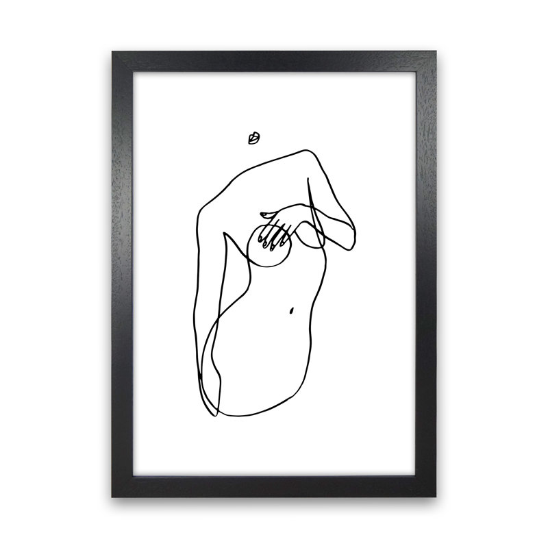 Covering Breasts With One Hand - Print, Black Frame, 88cm H x 64cm W x 3cm D