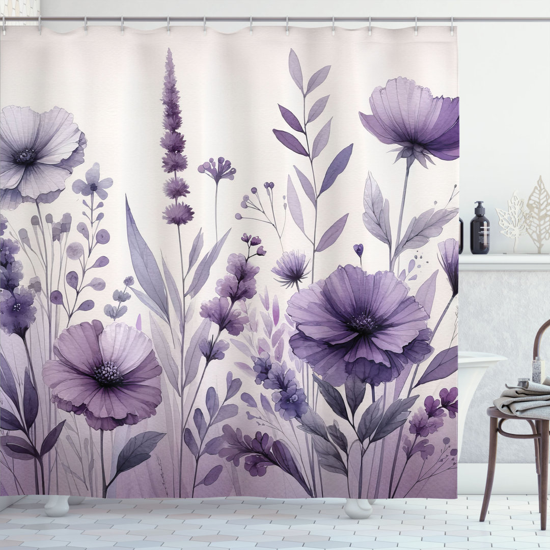 East Urban Home Purple Shower Curtain Watercolor Vintage Floral East Urban Home