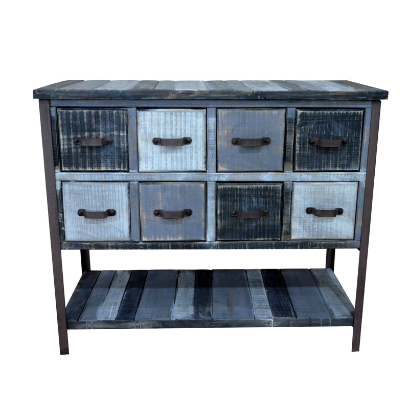 Commode d'appoint à 8 tiroirs Klem, Bleu / noir