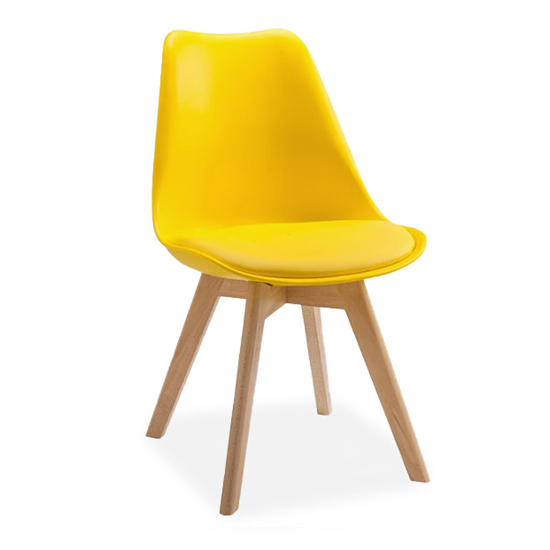 4 Ayden Upholstered Dining Chair with Cushion Seat Padding, Yellow