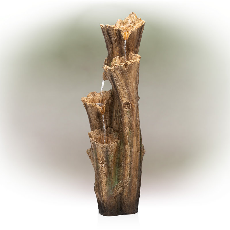 Alitha Outdoor Weather Resistant Cascade Fountain with Light, 47" H x 18" W x 15" D
