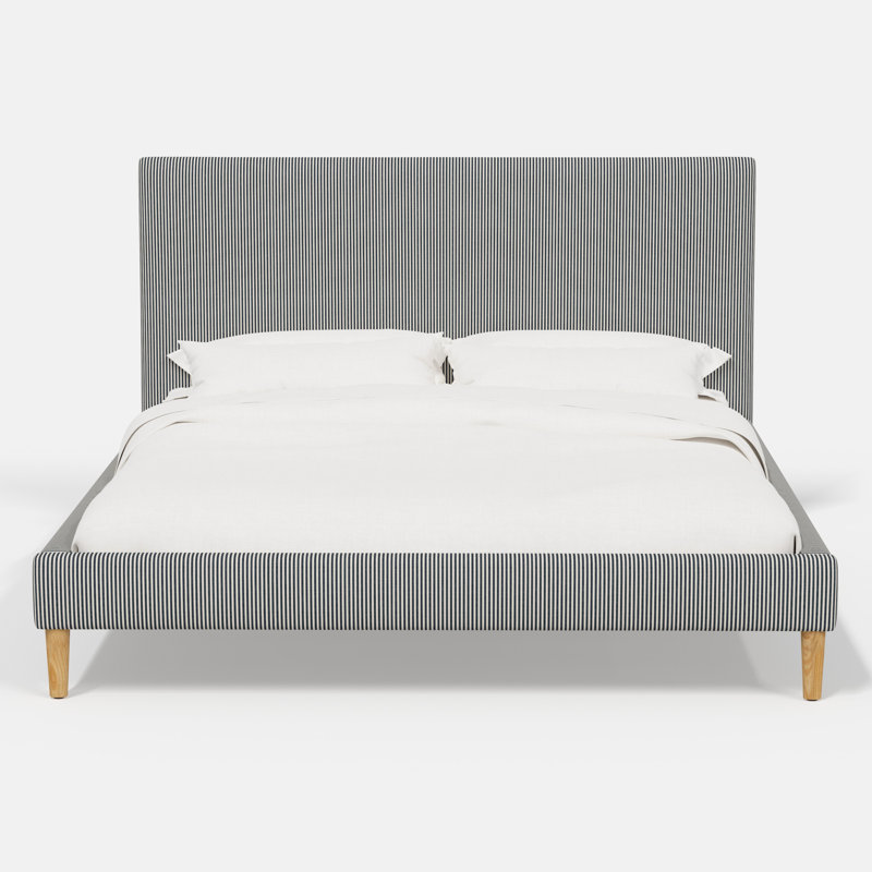 Olivet Platform Bed, Prep Stripe Navy Cotton, Twin
