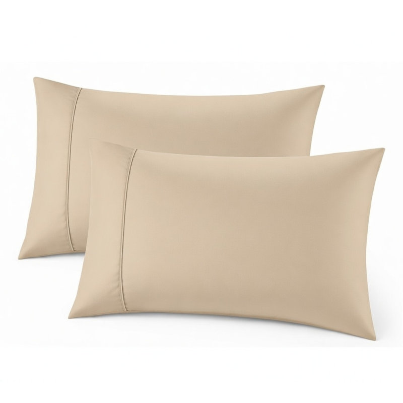 Cooling Bamboo Pillowcases, Set of 2 – Ultra Soft & Breathable, King, Light Khaki