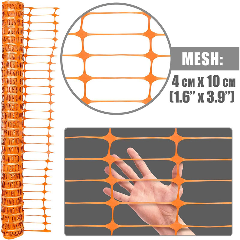 Fencer Wire Orange Plastic Fencing Roll With Mesh Size 1.6" X 3.9"