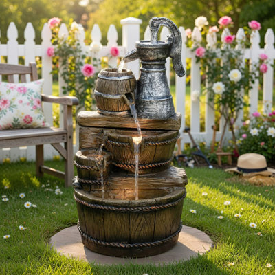 25.5" 5-Tier Cascading Outdoor Fountain with LED Lights