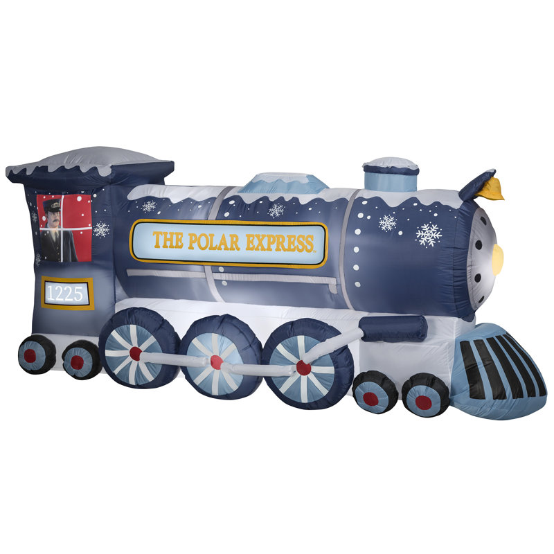 Giant Blue Polar Express Train Christmas Inflatable, 9 ft