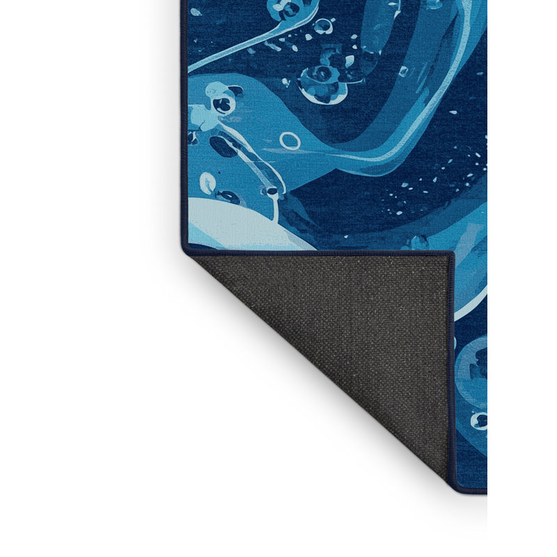 Tapis doux et moelleux à motif de cellules bleues et bleu marine - Illustration moderne et contemporaine à structure cellulaire