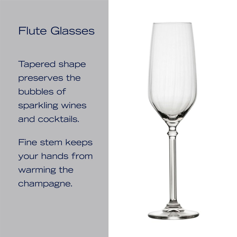 Mikasa Eloise Champagne Flute Glass Set of 2, 7.5 Ounce