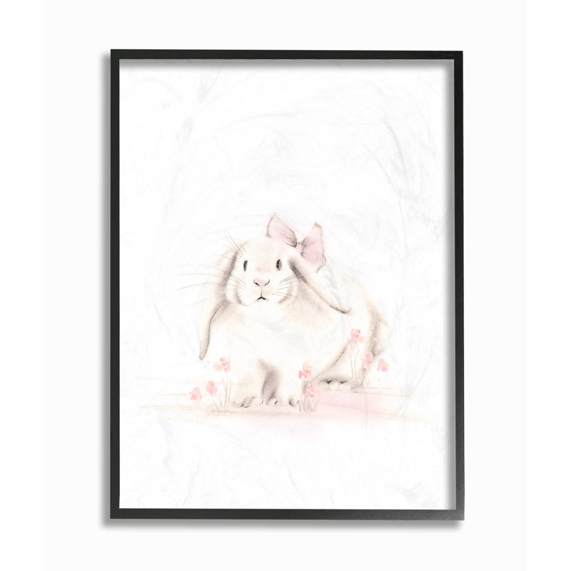 «Hodder Baby Bunny With Pink Bow Oversized Giclee», impression sur papier texturé, H 14 po x l 11 po