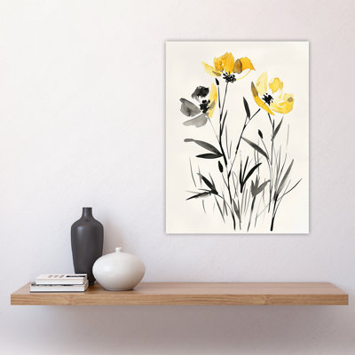 Wildflower Blooms Yellow Watercolour Wall Art Print