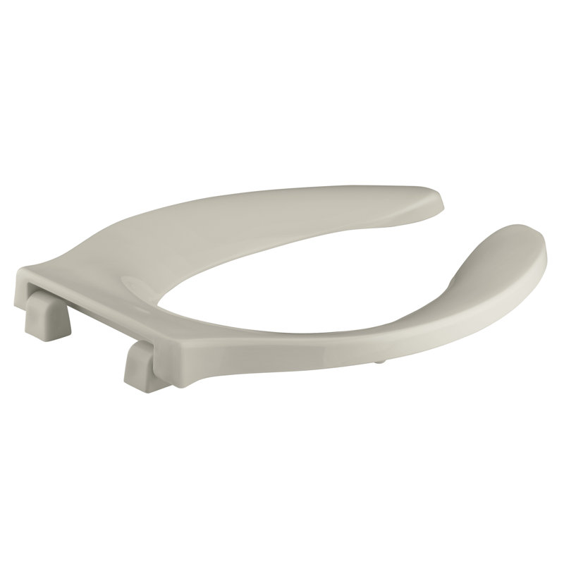 Stronghold Elongated Toilet Seat with Integrated Handle and Check Hinge, Sandbar