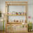 Twin Size Canopy Bed Frame With Guardrails, Solid Wood Materialen Frame Material Floor Bed Frame With Shelves, Montessori Floor Bed Frame For Kids Room Use, Boys, Girls, In Natural Finish-1666706995-1666707000