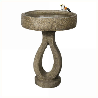 Bird Baths | 21.8" Modern Weather Resistant Pedestal Bird Bath for Garden Patio | Concrete Cement | Birdbath Single Tier Pedestal