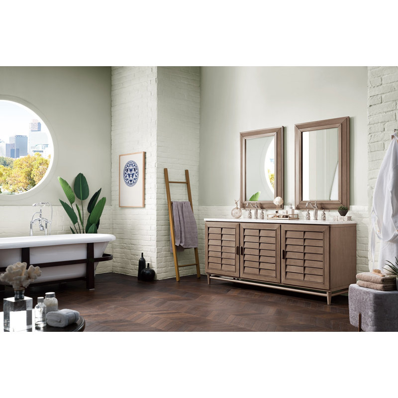 Broeder 72'' Double Bathroom Vanity with Top, White Zeus, Widespread