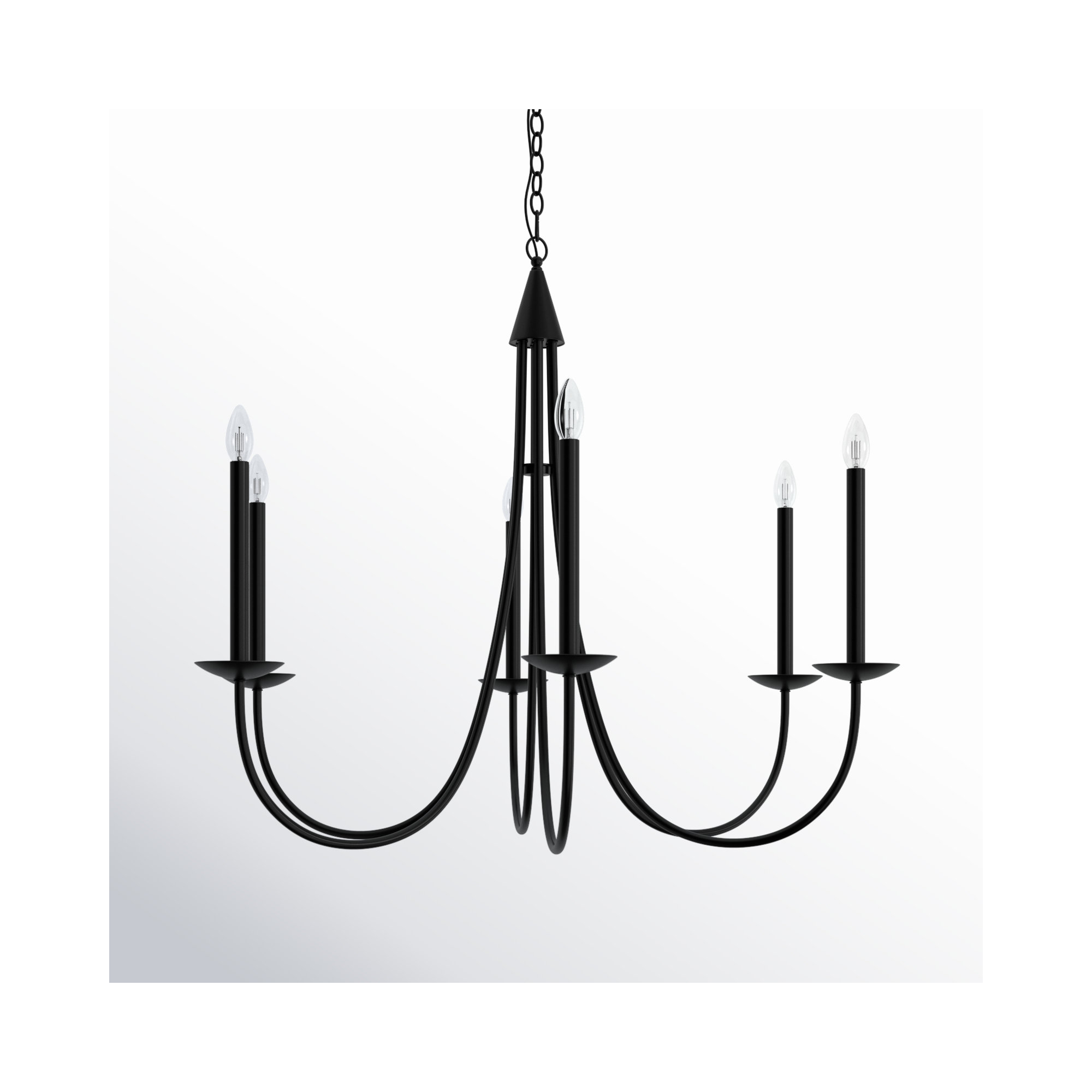 Baltray 6 - Light Steel Dimmable Chandelier, Black, 33.7" H x 36" W x 36" D