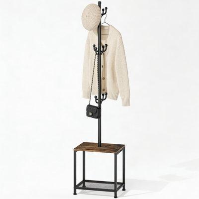 Portemanteau autoportant avec banc et rangement pour chaussures, portemanteau 3-en-1, porte-chapeaux et porte-monnaie pour placard, chambre à coucher ou coin