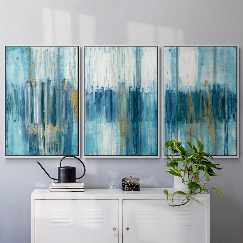Saturnia - Multi Piece Framed Canvas, 24" H x 48" W x 2" D, White