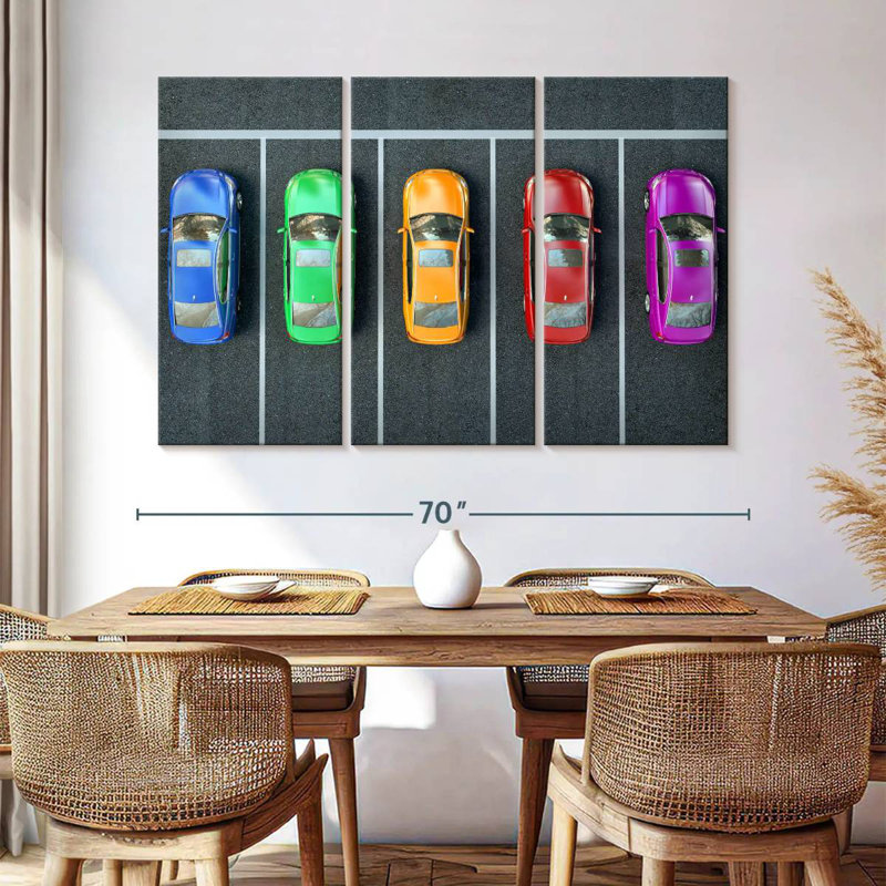 Mehar Colorful Parked Cars, 36" H x 57" W