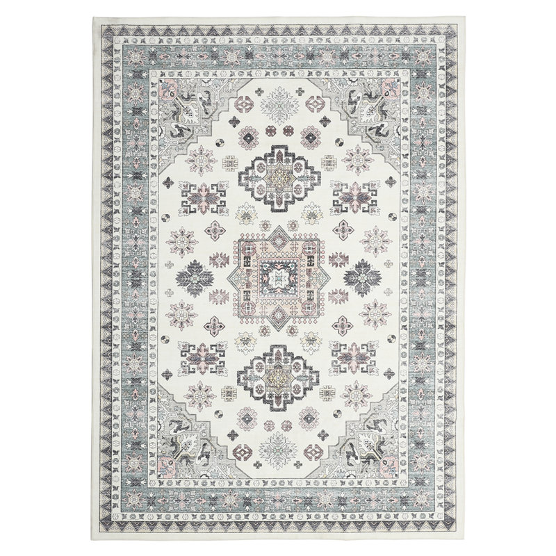 Vintage Area Rug for Living Room - Soft Low-Pile, Machine Washable, Non-Slip & Mark Resistant Carpet - Non-Shedding - Bedroom & Dining Decor - 9x12ft (274x366cm), Cream White, US Specs