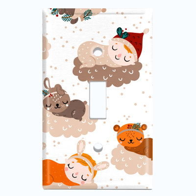 Plaque murale d'interrupteur à bascule Christmas Sleeping Babies Clouds 1-Gang