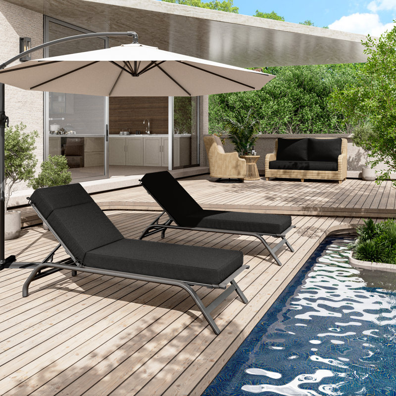 Outdoor Chaise Lounge Cushion – Weather-Resistant, Reversible, Plush Comfort, 21" W x 72" D, Black