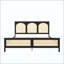 Lit plateforme en bois avec tête et pied de lit en rotin-170814746-170814745