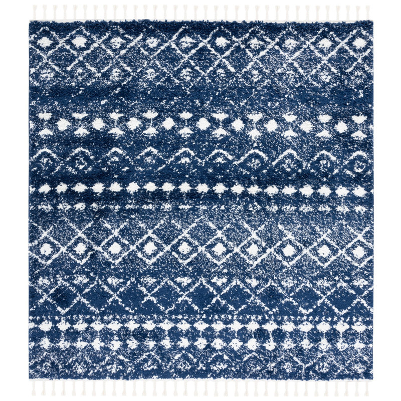 Akifa Fringe Shag Performance Southwestern Rug, Square 6'7"