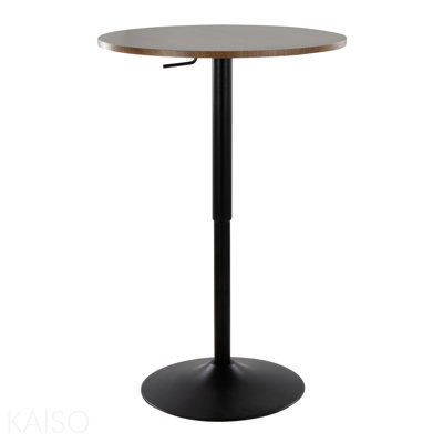 Contemporary Adjustable Bar Table In Black Metal And Walnut Wood Top