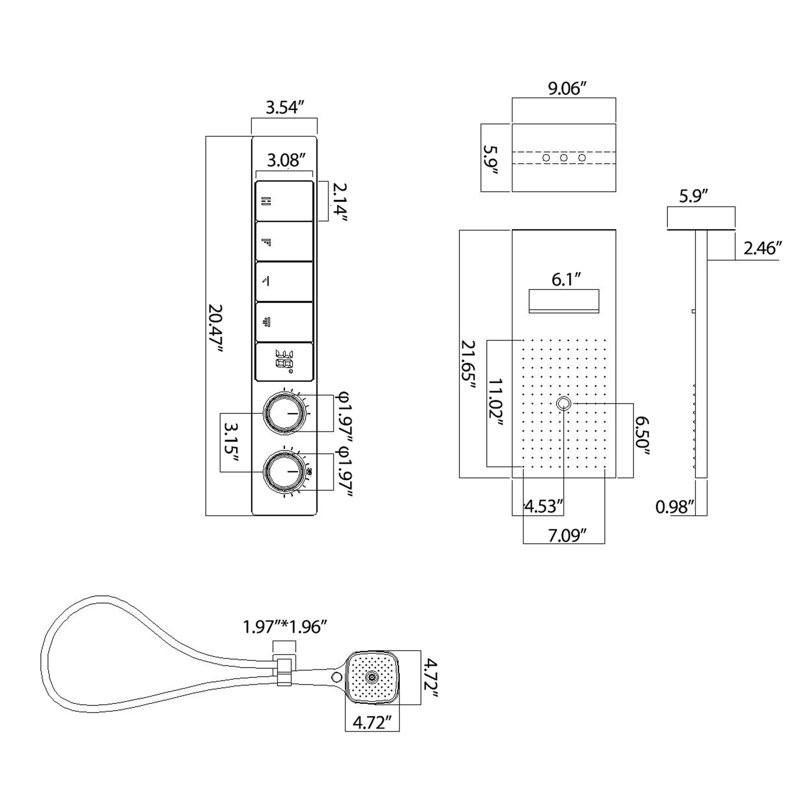 Solid Brass Thermostatic Four-Function Shower System with Rough-in Valve