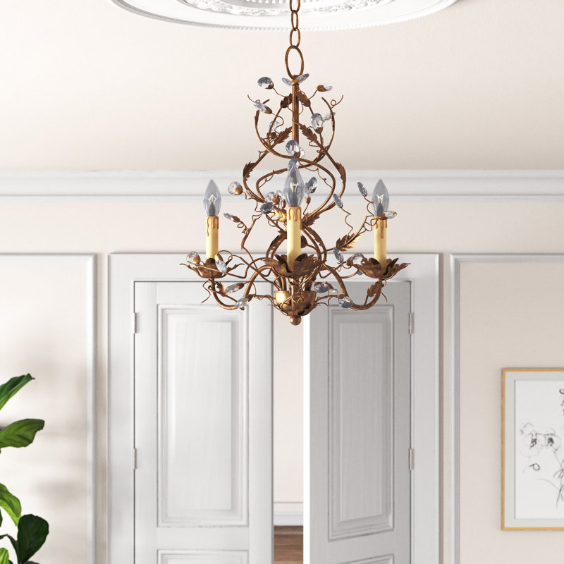 Lustre classique à 3 lumières de style bougie Mair, Or étrusque