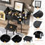 Coiffeuse 27,9 po avec lumières à DEL, station de charge, 2 tiroirs, panneau et tabouret pour la chambre à coucher, maquillage de coiffeuse noir,