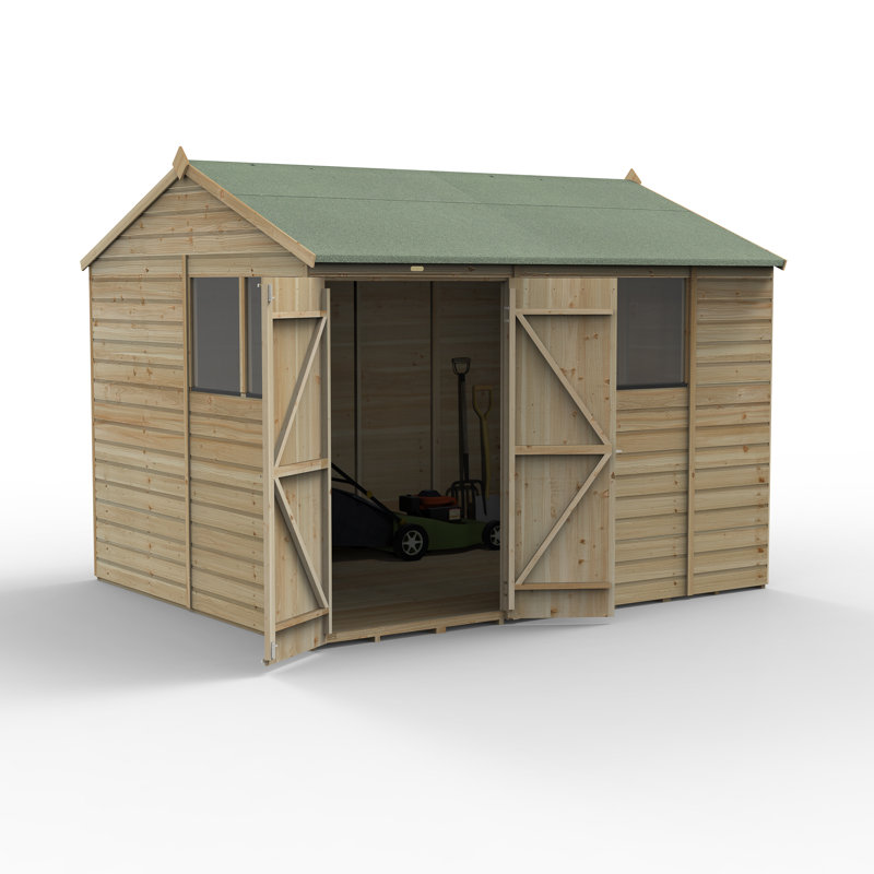 Becwood 9 ft. 12 in. W x 7 ft. 8 in. D Solid Wood Garden Shed