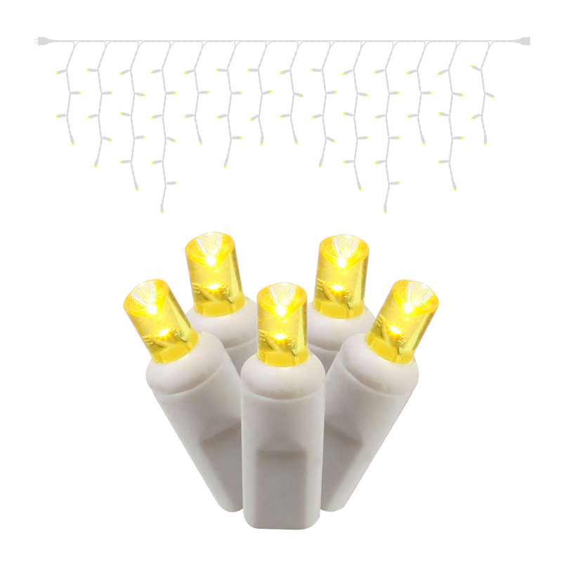 LED Single Mold Wide Angle Icicle Christmas light Set Blend, Yellow
