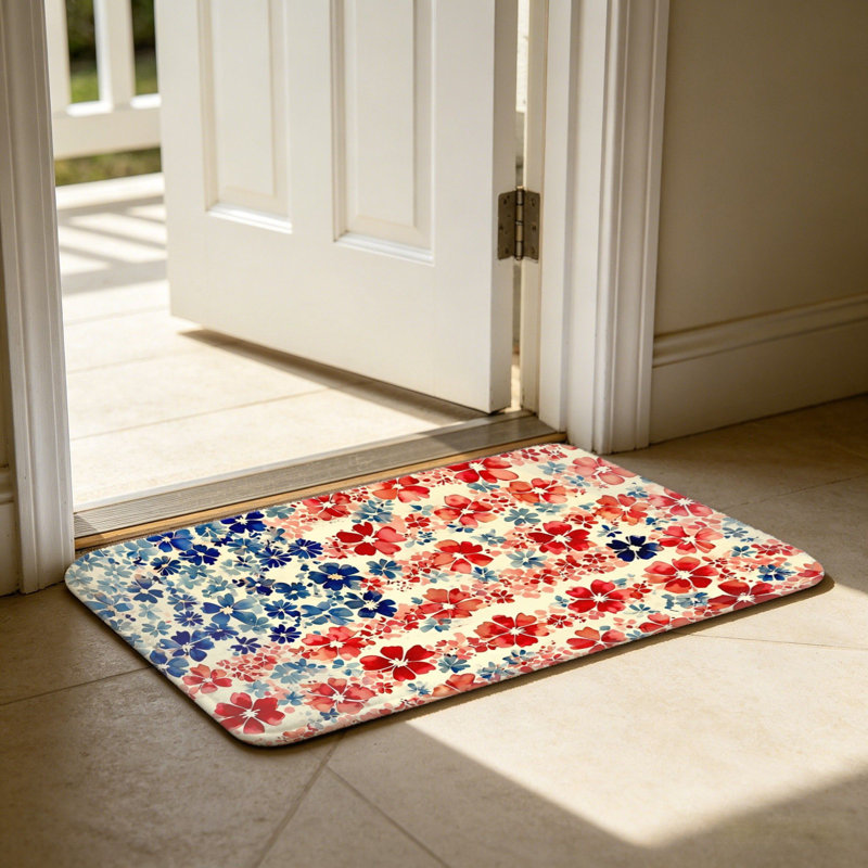 Multicolore tapis rouge rouge et bleu pour porte d'entrée, 24 po x 36 po