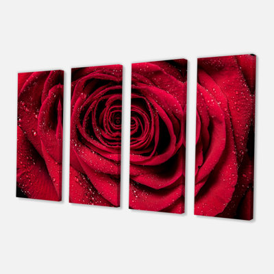 « rose rose avec gouttelettes de pluie », reproduction de photo à multiples images sur toile tendue