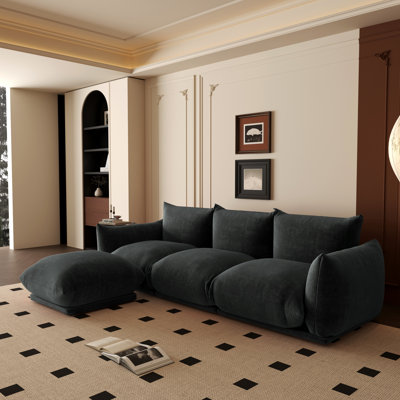 Canapé modulaire rembourré en tissu et chenille 3 places Cath
