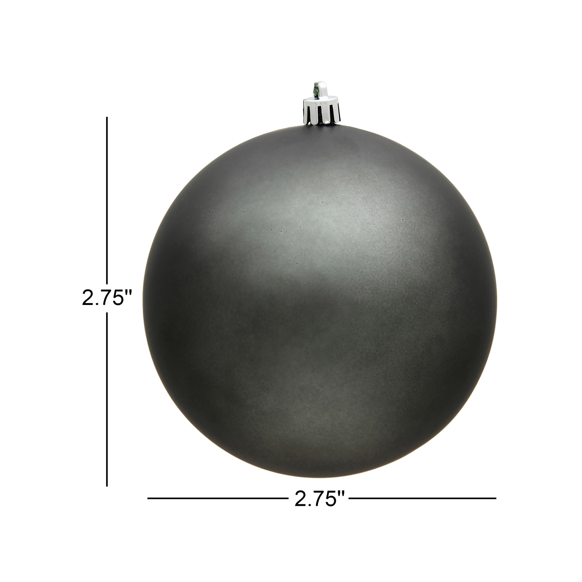 Holiday Décor Ball Ornament, 2.75" H x 2.75" W x 2.75" D, Matte Pewter