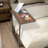 Summerlee C Shaped Bed Side Table with Wheels, Slide Under Sofa Table or Use as Laptop Table