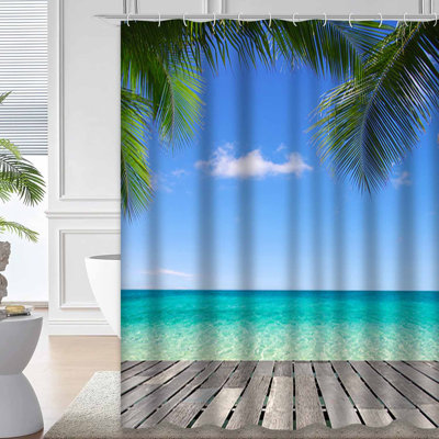 Rideau de douche avec 12 crochets Blue Sea Sky Beach