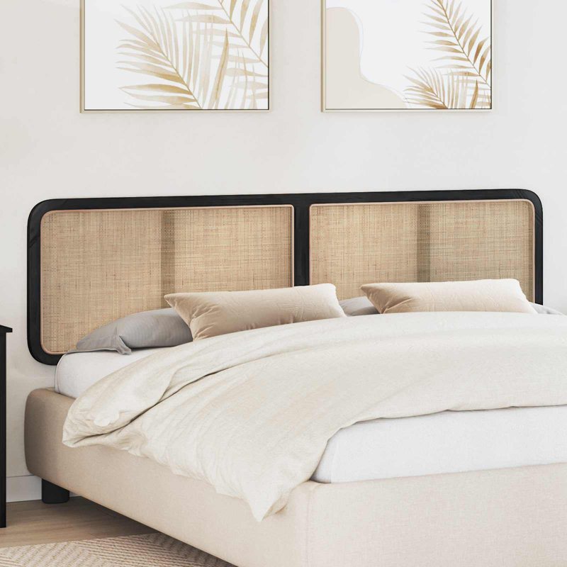 Solid Wood Panel Headboard, 200 x 200cm, Black