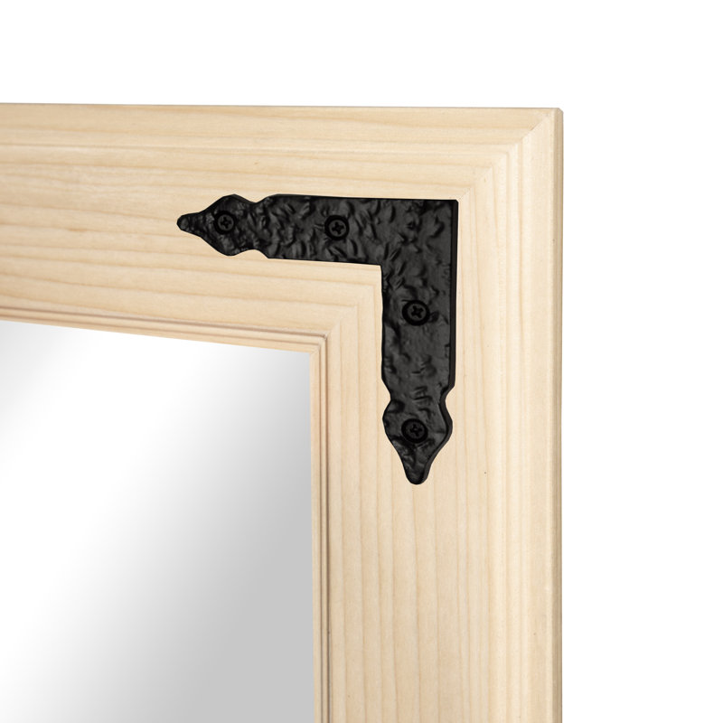 Rayne Heritage Hardwood Poplar Mirror With Decorative Corner Brackets, 30 x 33, Natural