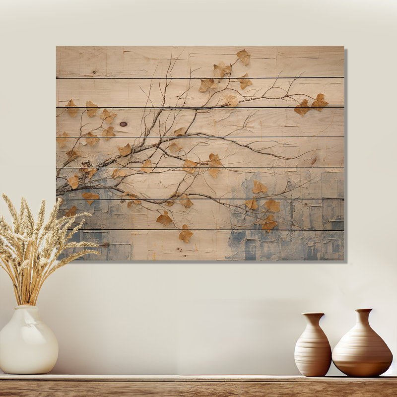 Minimalisme Vineyard Dreamscape I - art mural panneau de bois de vigne sur bois de pin naturel, H 30 po x l 40 po