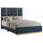 Navy Upholstered Queen Panel Bed