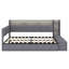 Lit de jour multifonctionnel rembourré avec couchette, repose-pieds de rangement, tablettes, USB et DEL-128625787