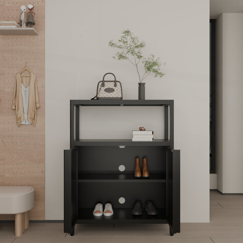 Large Capacity Bamboo Storage Cabinet Furniture, Black
