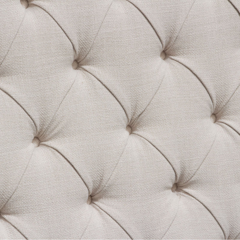 King Desert Sand Linen Tufted Upholstered Bed with Wingback