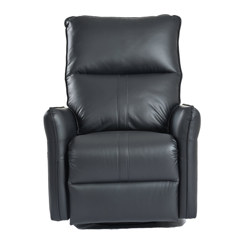 Tyvan Faux Leather Recliner, Black, Manual