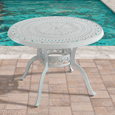 Traverse 40" Cast Aluminum Classic Embossed Finish Patio Outdoor Table by Bloomsbury Market