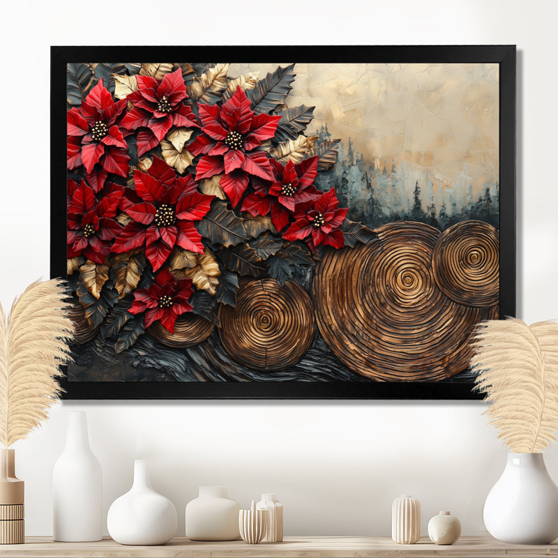 Govanna - art mural floral, H 12 po x l 20 po, Cadre simple noir